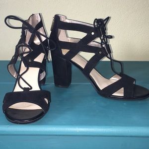 Black lace up heels